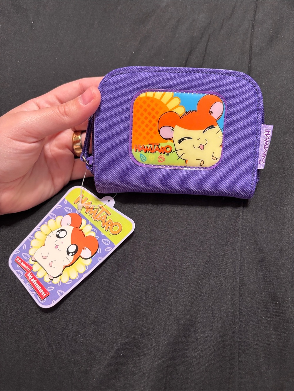 Hamtaro Purple Zip Wallet with Character Patch